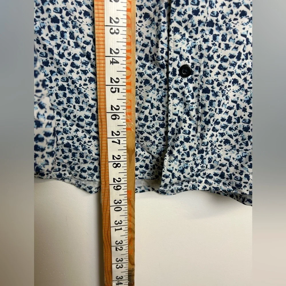 7 Diamonds 4 Way‎ Stretch Men's Blue Patterned Shirt Short Sleeve Size XL Button